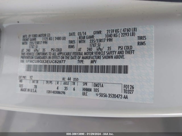 Ford ESCAPE SE 2014 1FMCU9GX3EUC82977 Image 9