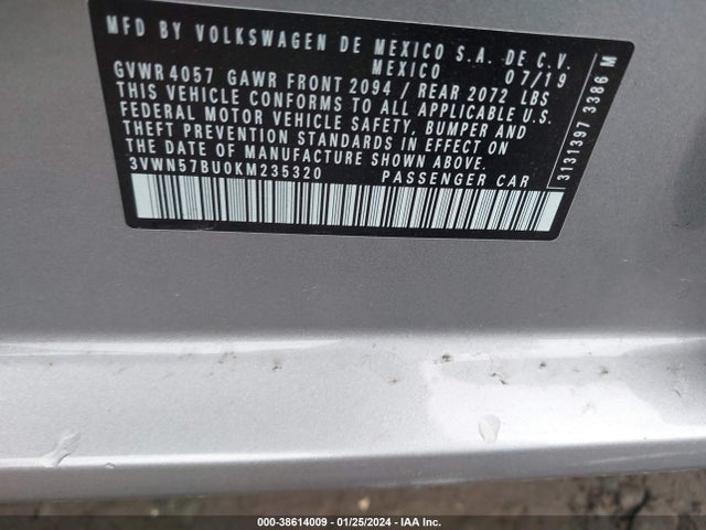 3VWN57BU0KM235320 Volkswagen Jetta 1.4t S