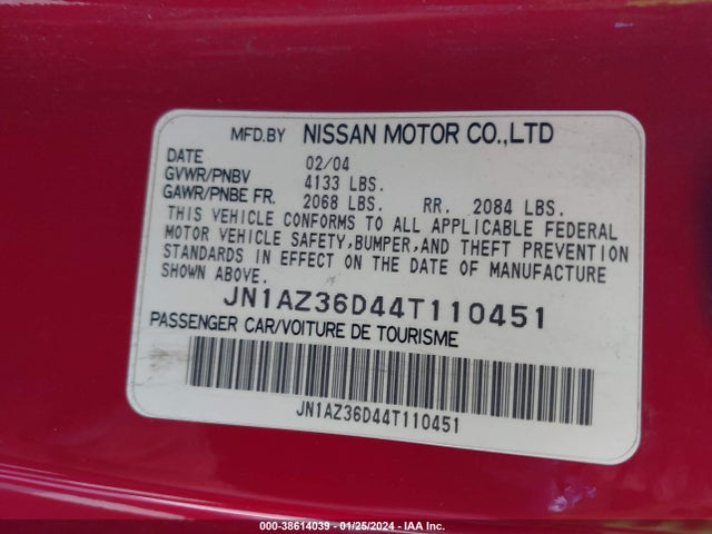 2004 NISSAN 350Z ENTHUSIAST VIN: JN1AZ36D44T110451