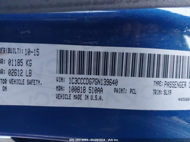 Chrysler 200 S 2016 1C3CCCDG7GN139640 Image 9