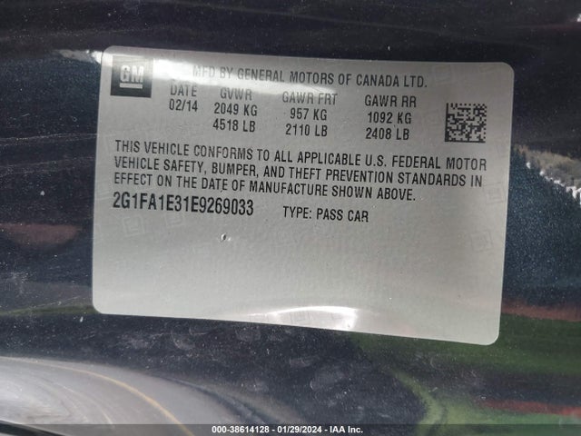 Chevrolet Camaro 2ls 2014 2G1FA1E31E9269033 Image 9