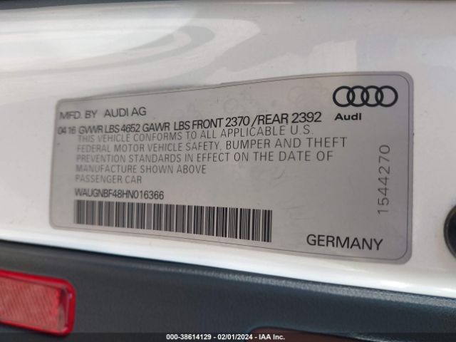 WAUGNBF48HN016366 Audi A4 2.0t Premium