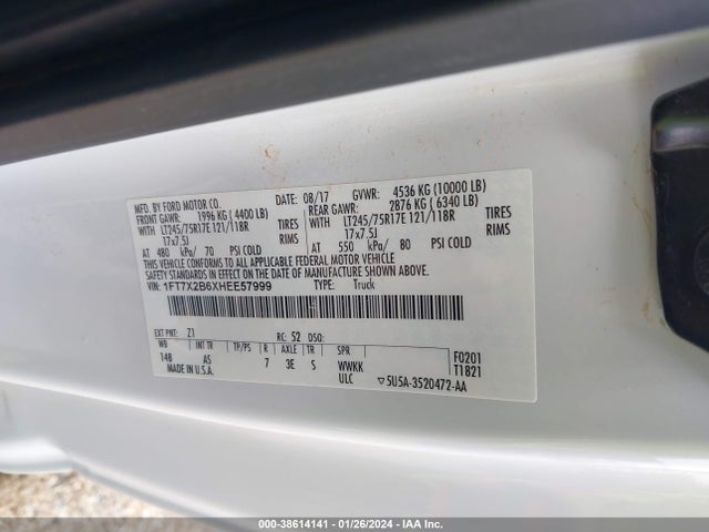 2017 FORD SUPER DUTY F-250 SRW 1FT7X2B6XHEE57999 Photo 8