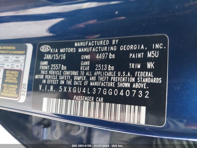 KIA OPTIMA EX 2016 5XXGU4L37GG040732 Image 9