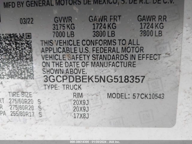 Chevrolet Silverado 1500 4wd  Short Bed Custom 2022 3GCPDBEK5NG518357 Image 9