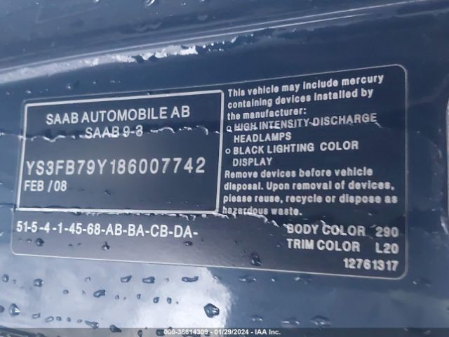 2008 SAAB 9-3 YS3FB79Y186007742 Photo 8