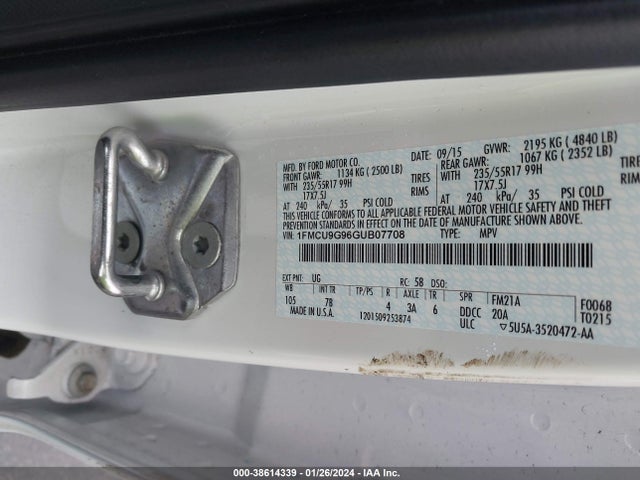 Ford ESCAPE SE 2016 1FMCU9G96GUB07708 Image 9