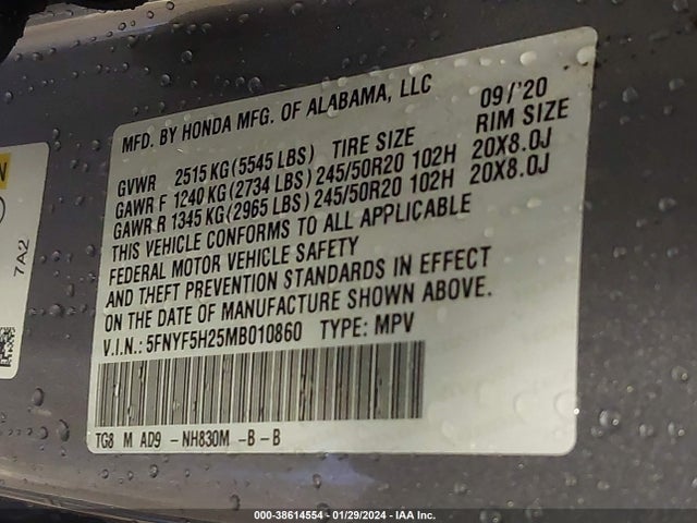 Honda Pilot 2wd Special Edition 2021 5FNYF5H25MB010860 Image 9