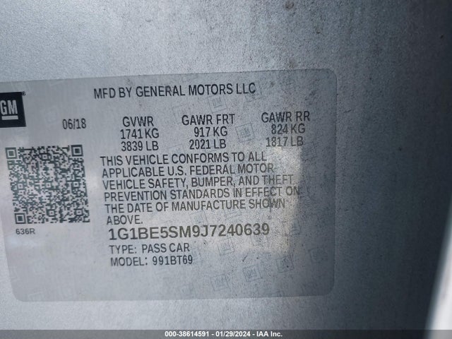 Chevrolet Cruze Lt Auto 2018 1G1BE5SM9J7240639 Image 9