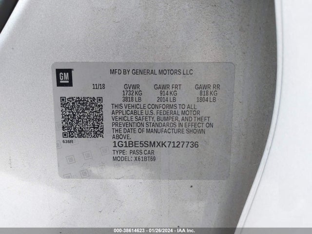 Chevrolet CRUZE LT 2019 1G1BE5SMXK7127736 Image 9