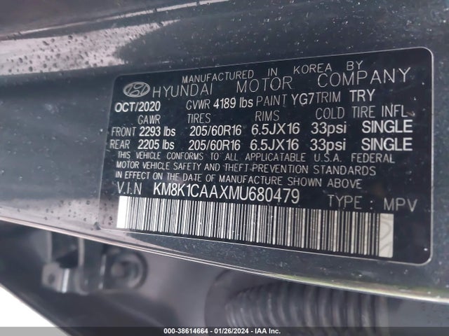 Hyundai Kona Se 2021 KM8K1CAAXMU680479 Image 9