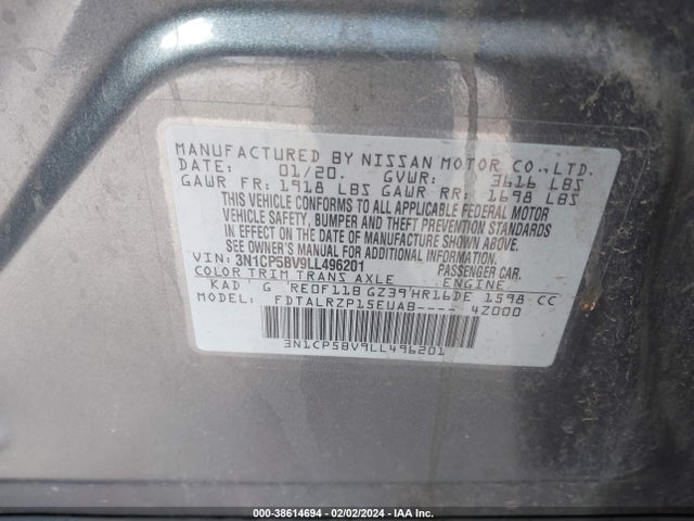 Nissan Kicks S Xtronic Cvt 2020 3N1CP5BV9LL496201 Image 9