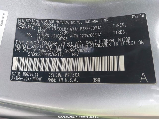 Toyota Sienna Le 8 Passenger 2016 5TDKK3DC9GS708442 Image 9