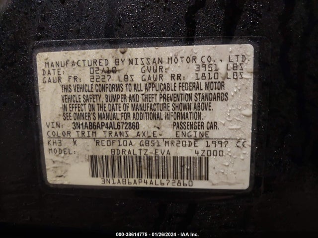 2010 NISSAN SENTRA 2.0SR VIN: 3N1AB6AP4AL672860