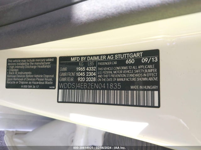 Mercedes-Benz CLA 250 2014 WDDSJ4EB2EN041835 Image 9