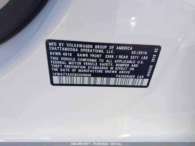 1VWAT7A3XGC029508 Volkswagen Passat 1.8t R-line