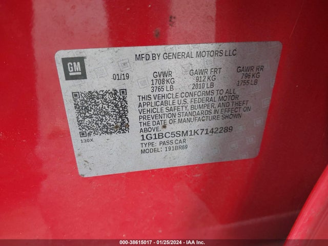 Chevrolet CRUZE LS 2019 1G1BC5SM1K7142289 Image 9