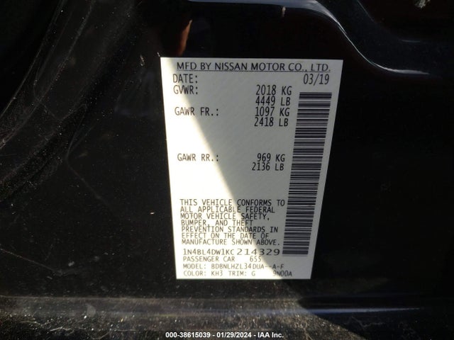 Nissan Altima 2.5 Sv 2019 1N4BL4DW1KC214329 Image 9