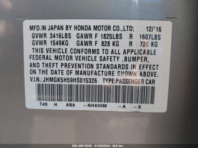 Honda FIT LX 2017 JHMGK5H59HS015326 Image 9