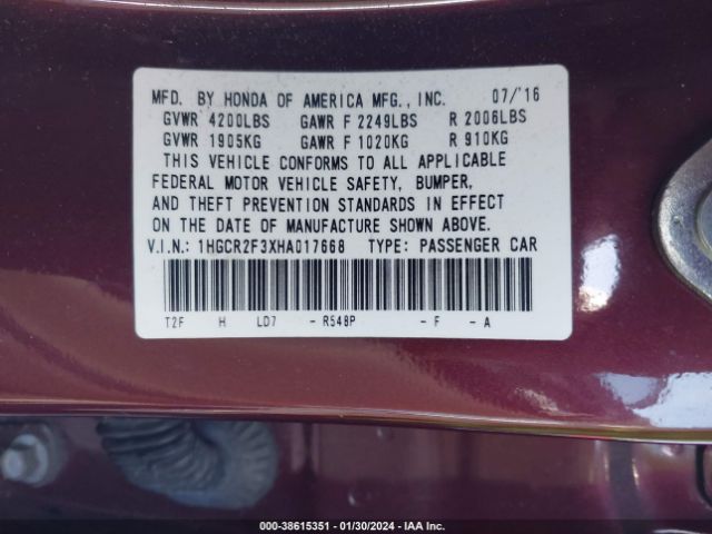 1HGCR2F3XHA017668 Honda ACCORD LX