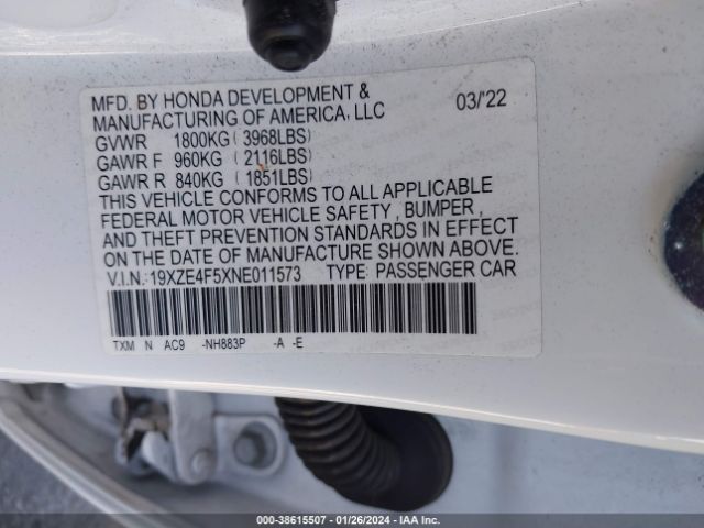 19XZE4F5XNE011573 Honda INSIGHT EX