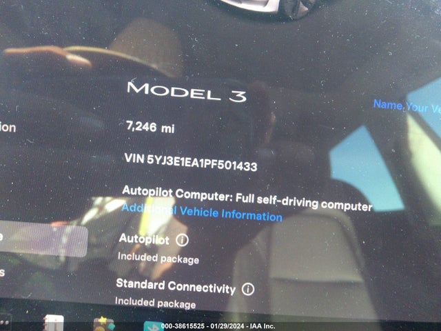 5YJ3E1EA1PF501433 Tesla Model 3 Rear-wheel Drive