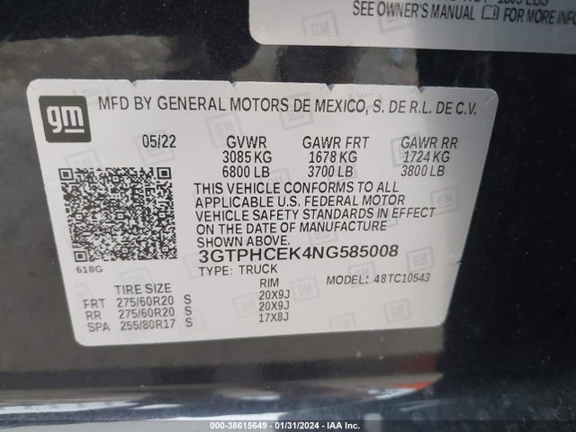 GMC Sierra 1500 2wd  Short Box Elevation 2022 3GTPHCEK4NG585008 Image 9