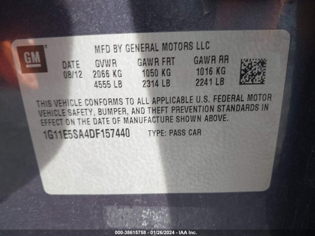 2013 CHEVROLET MALIBU 2LT VIN: 1G11E5SA4DF157440