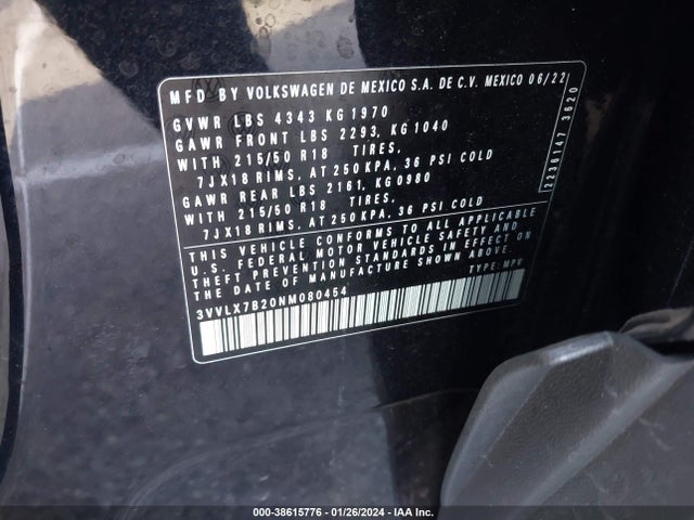 3VVLX7B20NM080454 Volkswagen Taos 1.5t Se