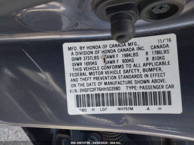 2HGFC2F76HH503980 Honda CIVIC EX