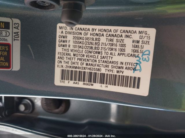 2HKRM4H3XFH635580 Honda CR-V LX