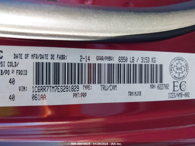 RAM 1500 Slt 2014 1C6RR7TM7ES291829 Image 9
