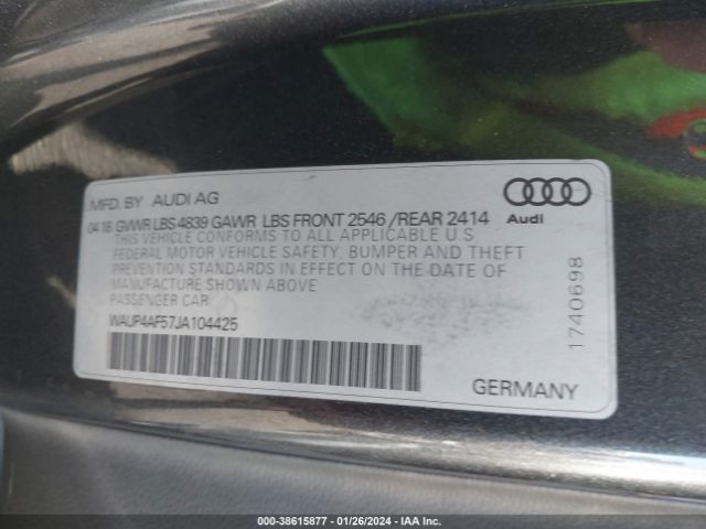WAUP4AF57JA104425 Audi S5 3.0t Premium Plus