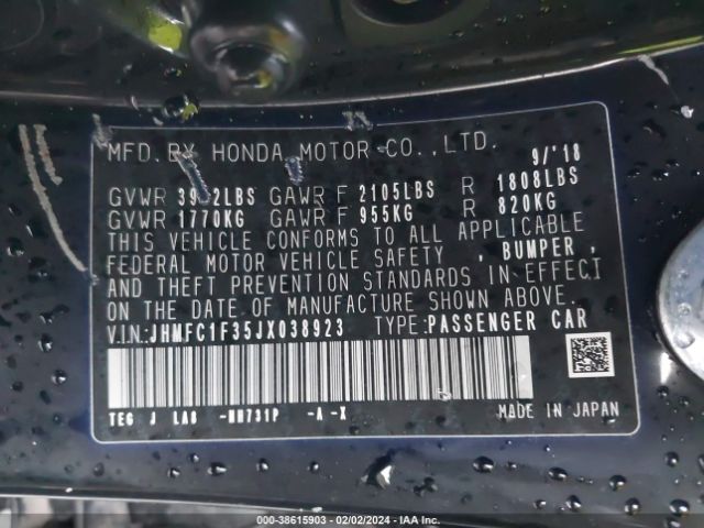 JHMFC1F35JX038923 Honda Civic Ex-t