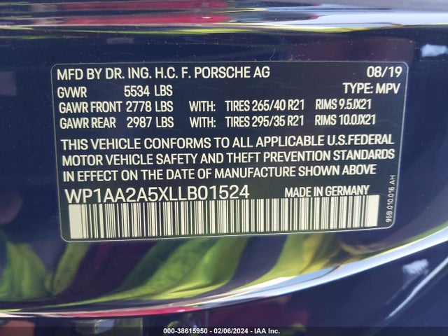 2020 PORSCHE MACAN WP1AA2A5XLLB01524 Photo 8