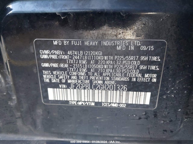 Subaru Crosstrek Hybrid Touring 2016 JF2GPBLC2GH201326 Image 9