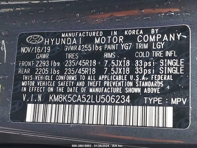 Hyundai Kona Ultimate 2020 KM8K5CA52LU506234 Image 9