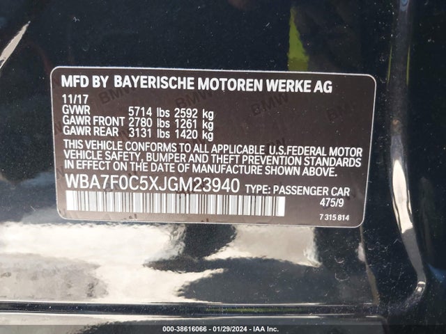 WBA7F0C5XJGM23940 BMW 750i