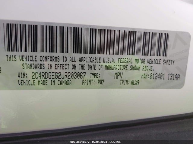 Dodge Grand Caravan Gt 2018 2C4RDGEG2JR203067 Image 9