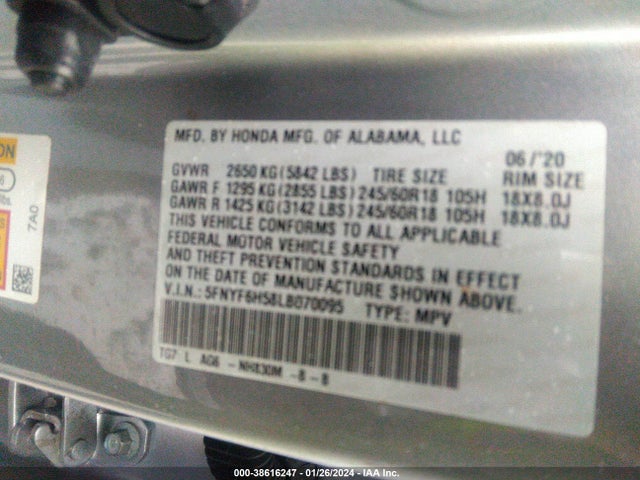 Honda Pilot Awd Ex-l 2020 5FNYF6H58LB070095 Image 9