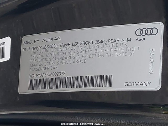 WAUP4AF56JA002372 Audi S5 3.0t Premium Plus