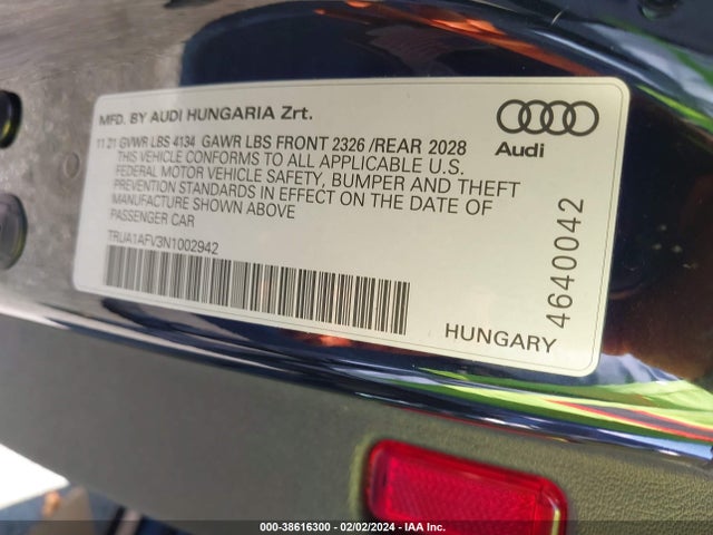 2022 AUDI TTS TRUA1AFV3N1002942 Photo 8