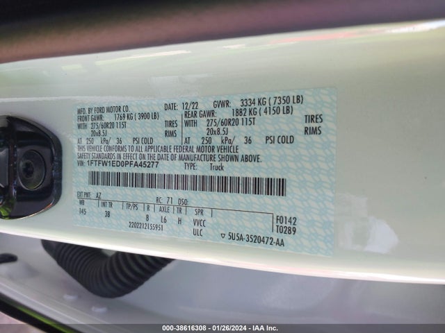 Ford F-150 Platinum 2023 1FTFW1ED0PFA45277 Image 9