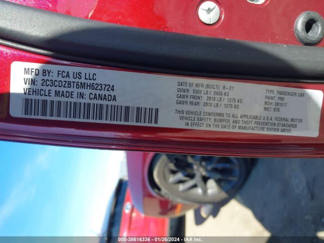 2C3CDZBT6MH623724 Dodge Challenger R/t