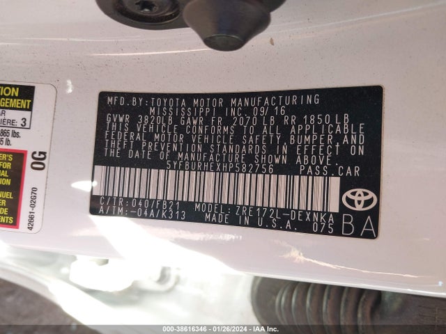 Toyota COROLLA LE 2017 5YFBURHEXHP582756 Image 9