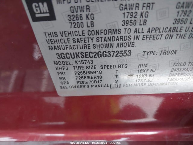 Chevrolet Silverado 1500 1lz 2016 3GCUKSEC2GG372553 Image 9