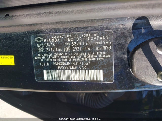 Genesis G80 3.8 2017 KMHGN4JE3HU171567 Image 9