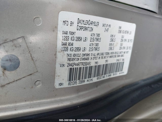 2007 CHRYSLER TOWN & COUNTRY LX VIN: 2A4GP44R77R266491