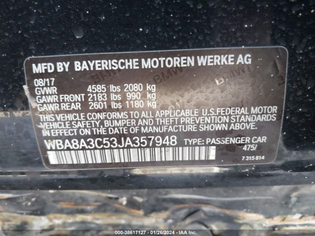 WBA8A3C53JA357948 BMW 320i Xdrive