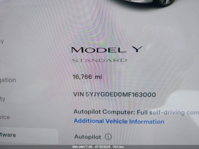 5YJYGDED0MF163000 Tesla Model Y Standard Range Rear-wheel Drive
